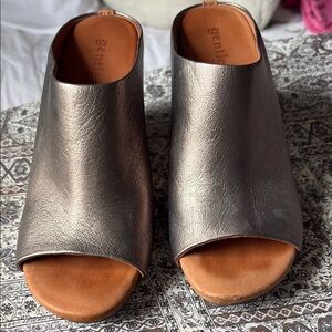 Women's Bronze Open-Toe Mules